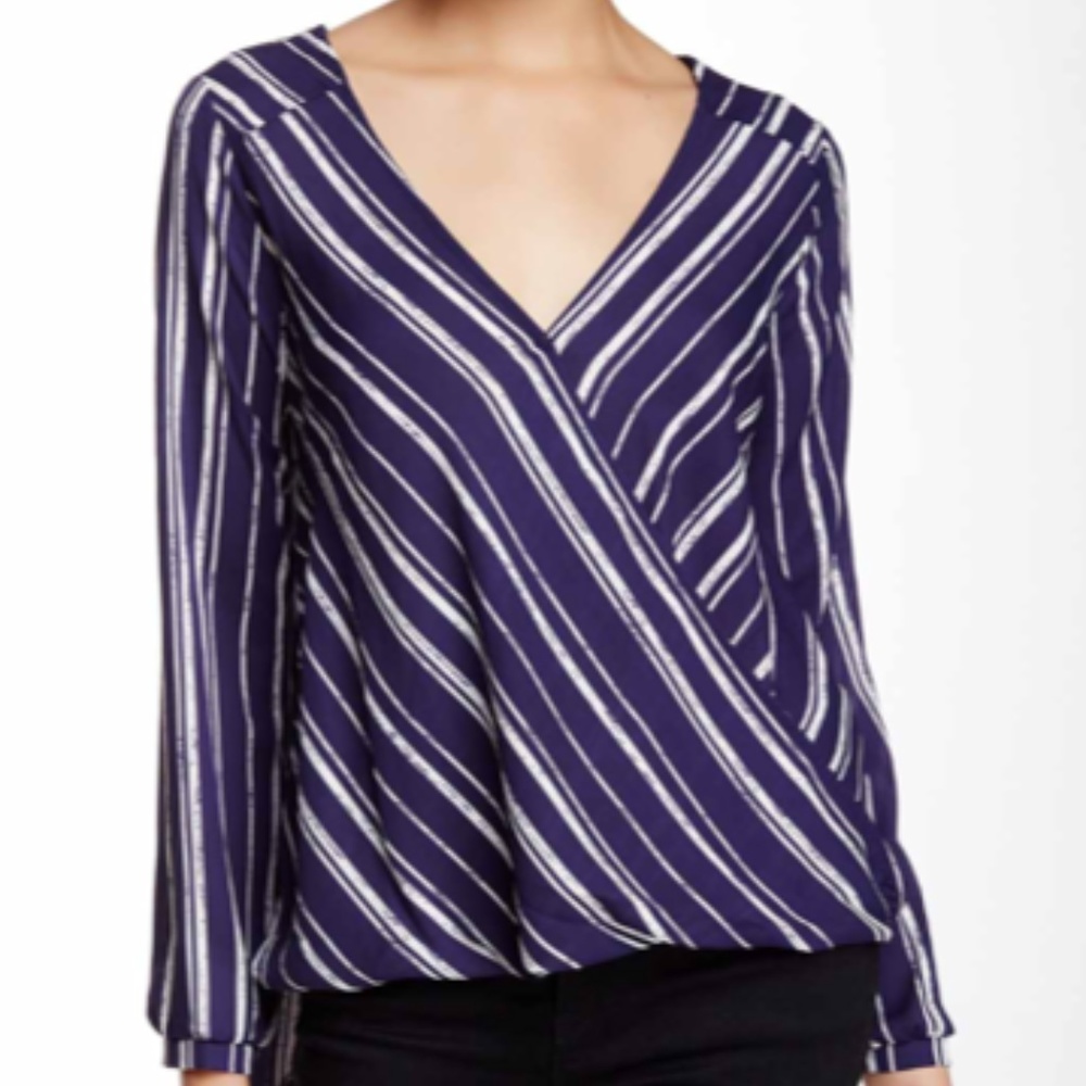 Lush Wrap Front Hi-Lo Blouse